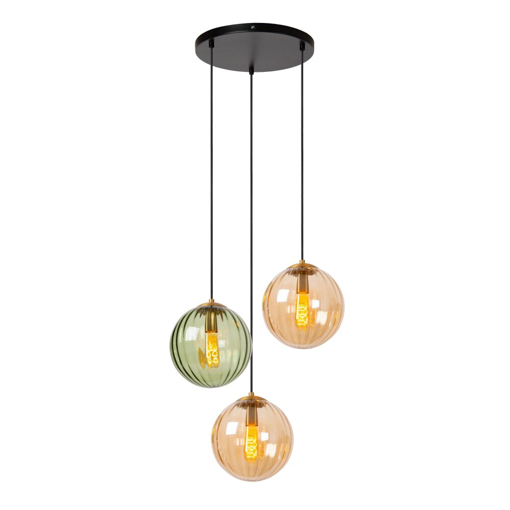 Suspension Lucide MONSARAZ Noir, 3 lumières main product photo