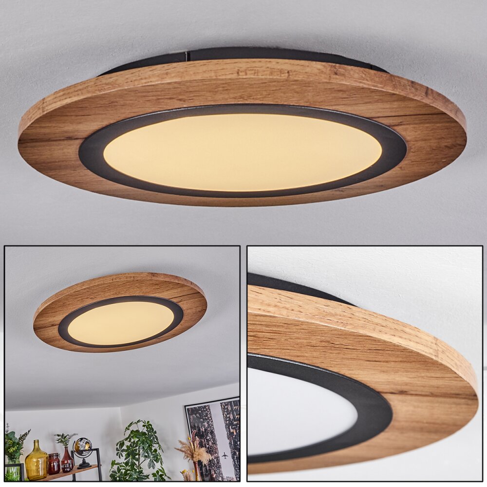 Plafonnier Salmi LED Couleur bois, Noir, 1 lumière main product photo