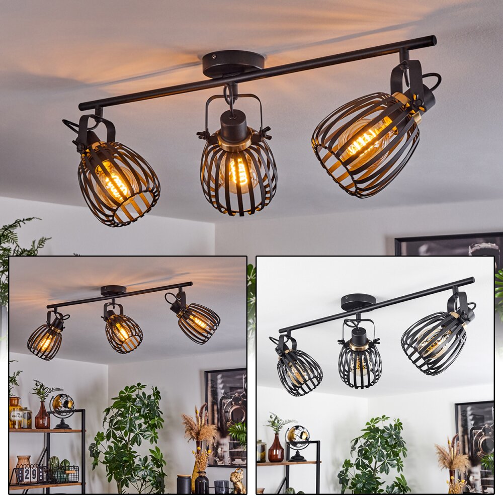 Plafonnier Pocho Laiton, Noir, 3 lumières main product photo