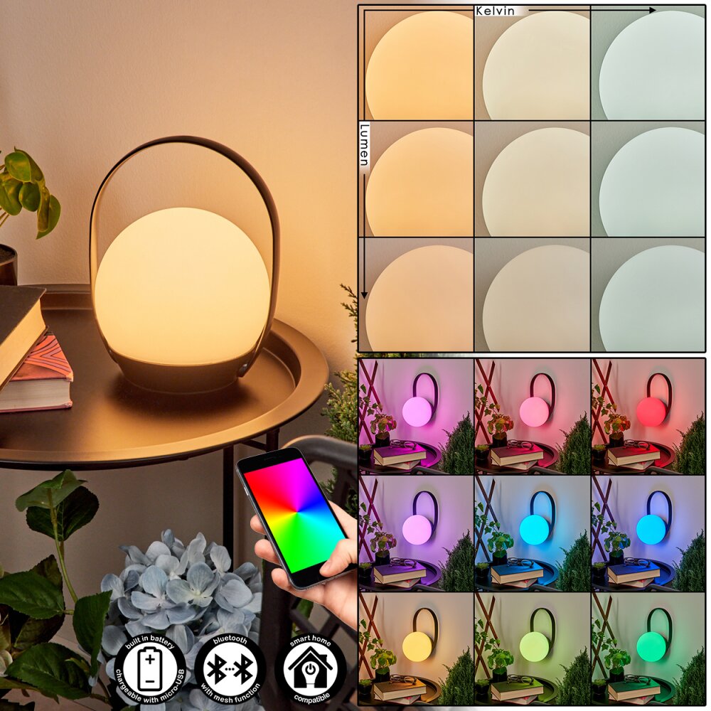 Lampe à poser Fair LED Noir, 1 lumière, Changeur de couleurs main product photo