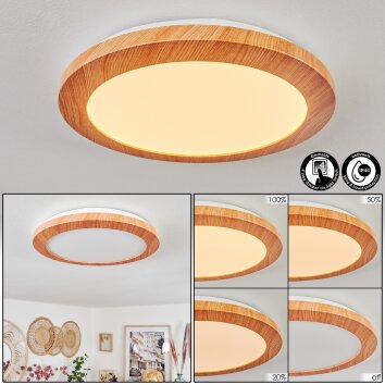 Plafonnier Siguna LED Couleur bois, 1 lumière