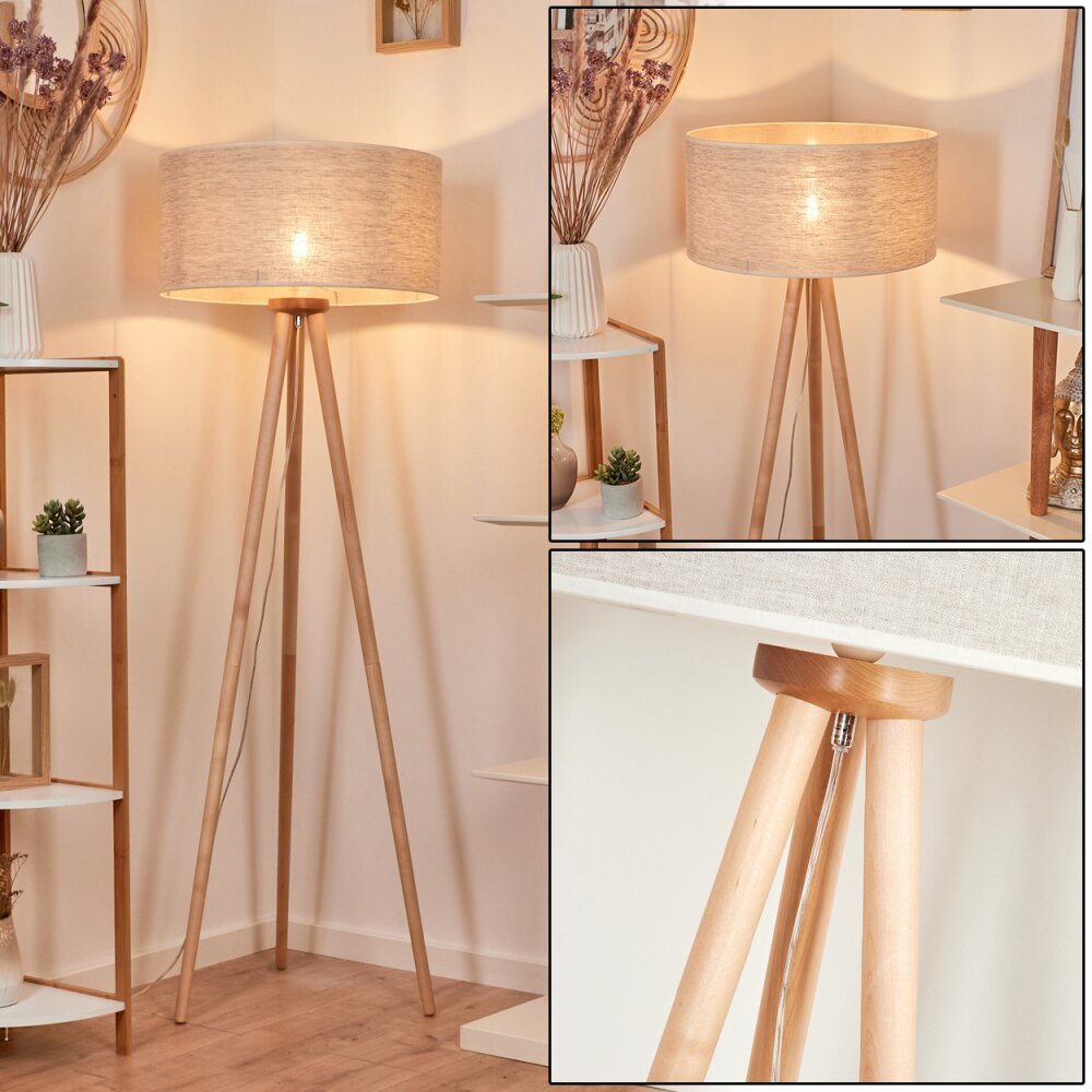 Lampadaire Saladillo Bois clair, Blanc, 1 lumière main product photo