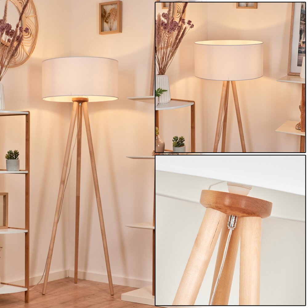 Lampadaire Saladillo Bois clair, Blanc, 1 lumière main product photo