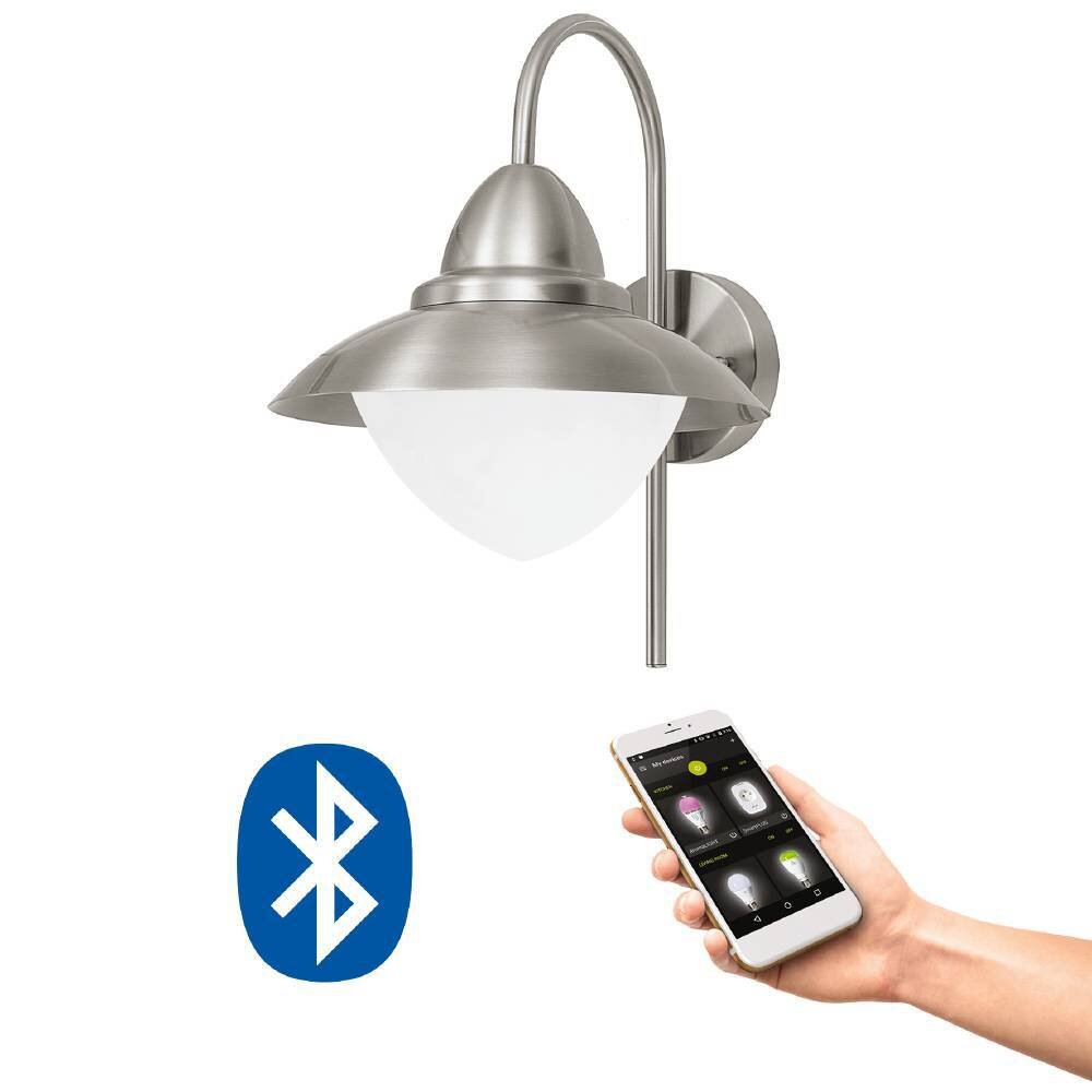 Applique murale d'extérieur Eglo SIDNEY LED Acier inoxydable, 1 lumière, Télécommandes, Changeur de couleurs main product photo