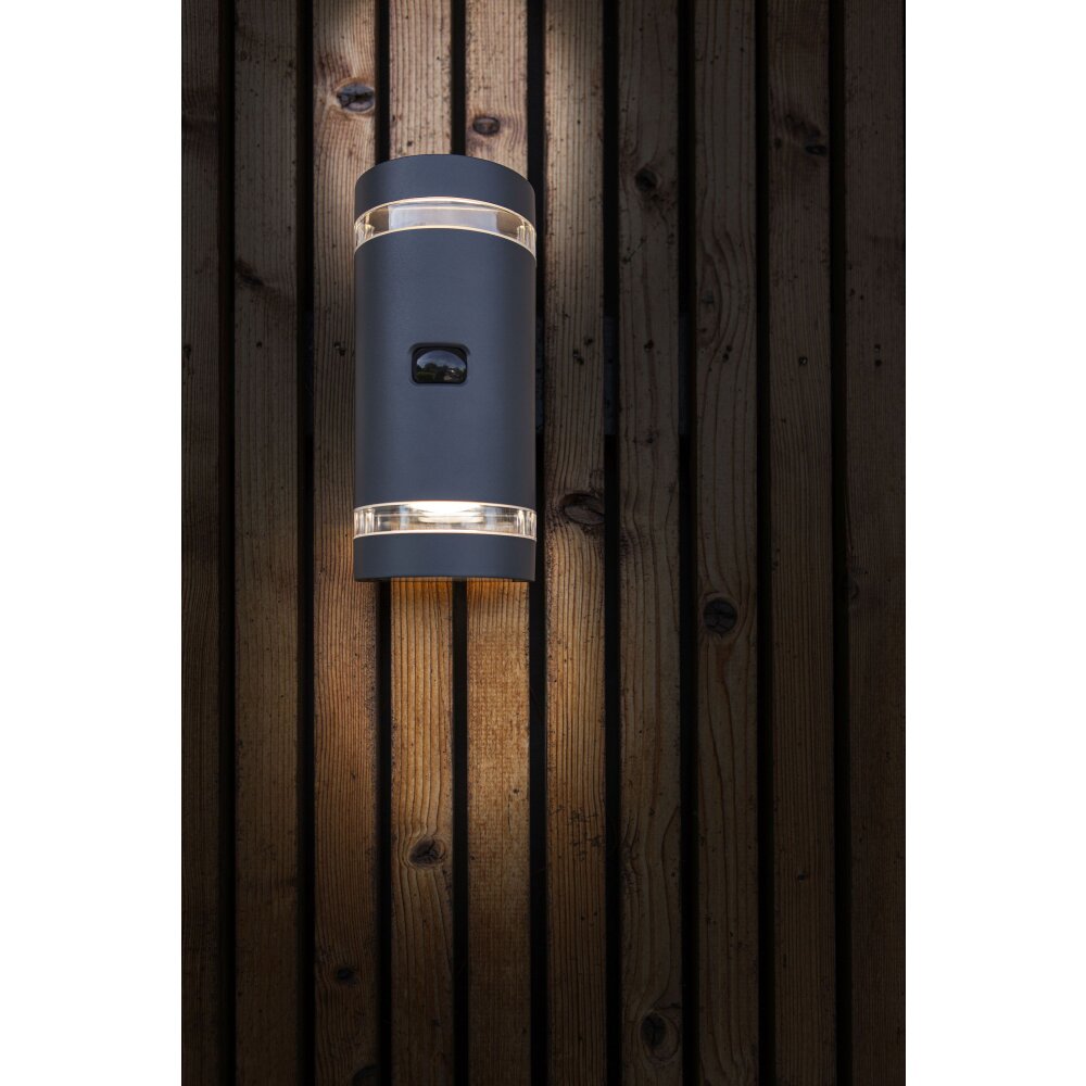 Applique murale d'extérieur Lutec Focus Anthracite, 2 lumières, Détecteur de mouvement main product photo