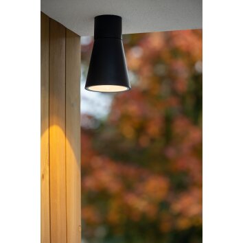 plafonnier extérieur Lucide DERBY LED Noir, 1 lumière