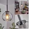 Suspension Verre 15 cm Koyoto Acier inoxydable, Noir, 1 lumière