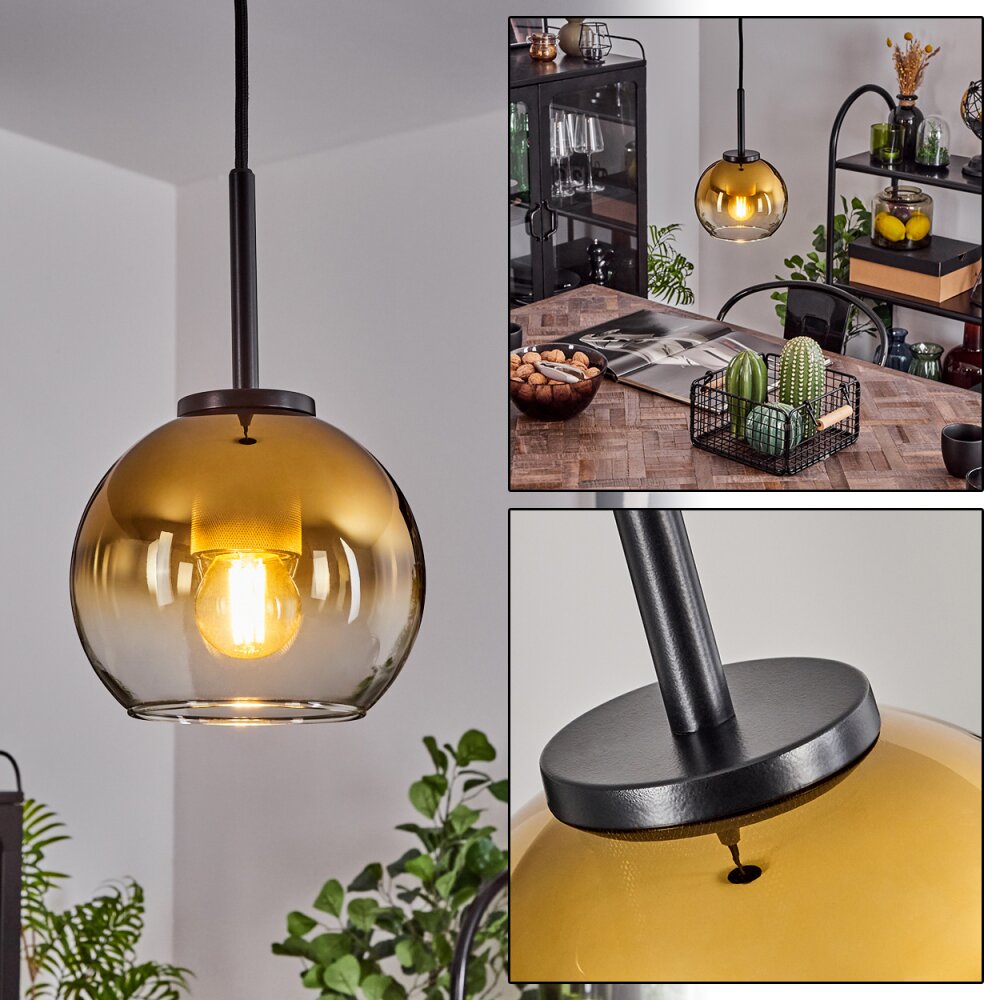 Suspension Verre 15 cm Koyoto Acier inoxydable, Noir, 1 lumière main product photo