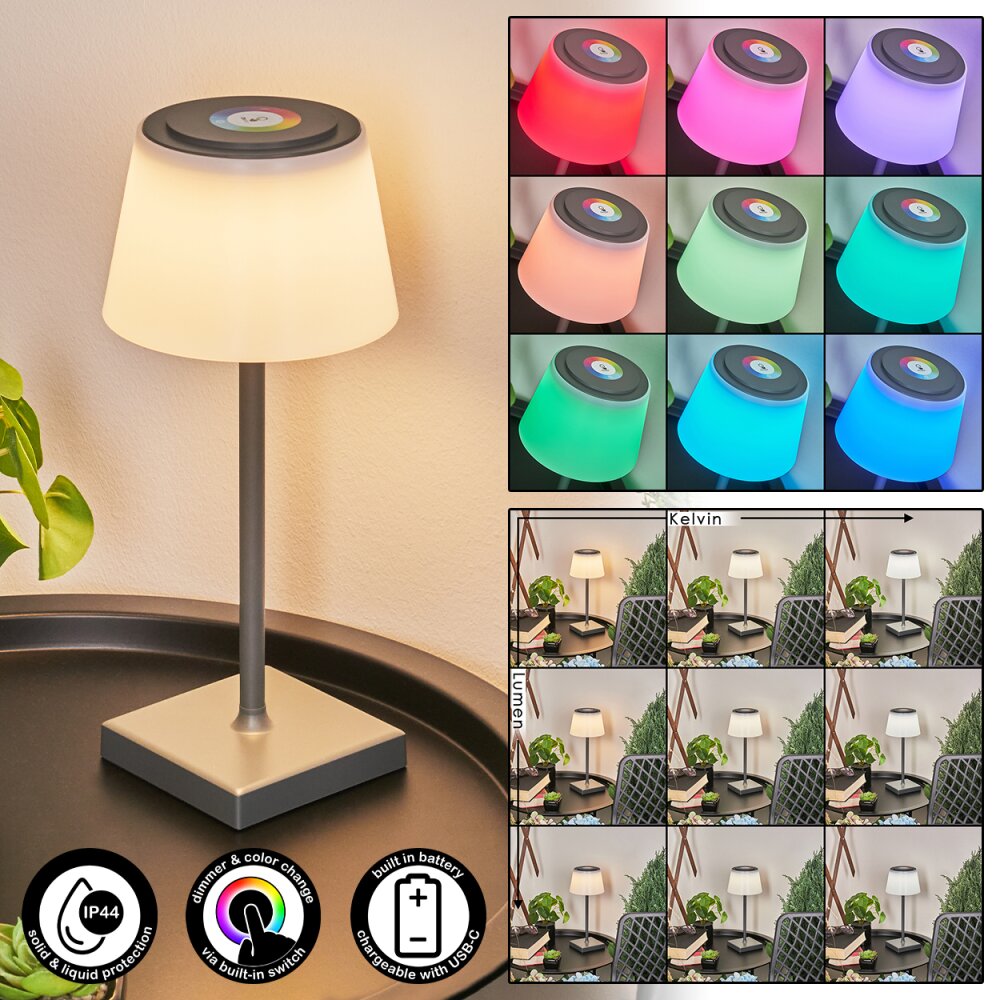Lampe à poser Burzaco LED Anthracite, 1 lumière, Changeur de couleurs main product photo
