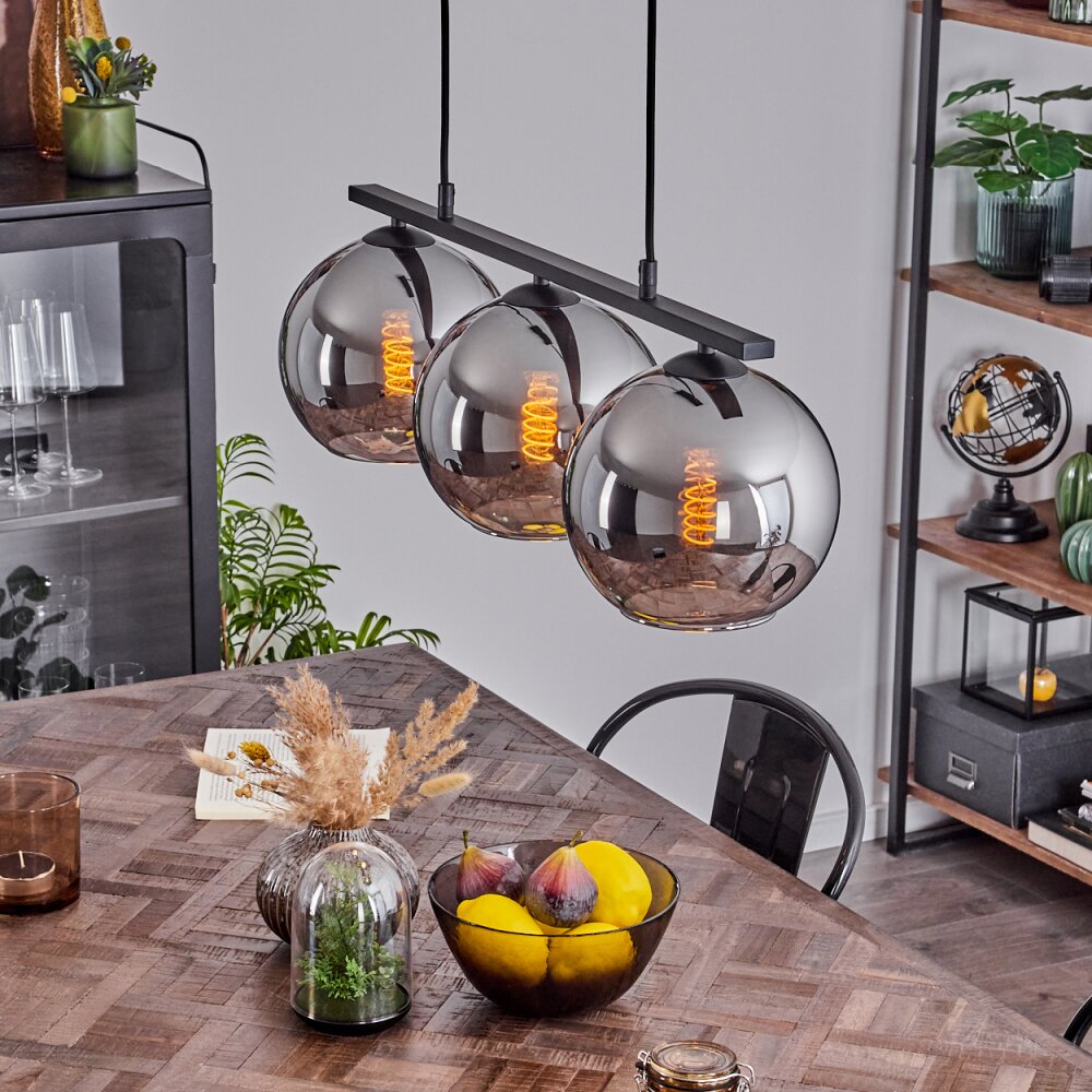 Suspension Verre 20 cm Koyoto Fumé, 3 lumières main product photo