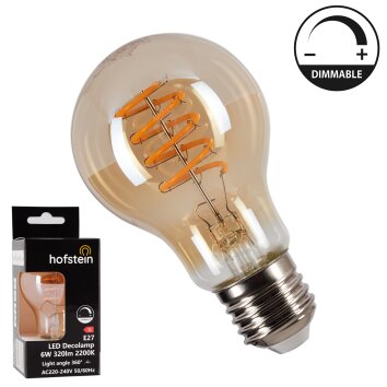 E27 LED 6 watt 2200 kelvin 320 lumen Ambre, 1 lumière