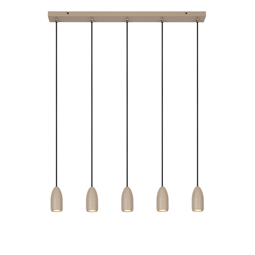 Suspension Lucide EVORA Taupe, 5 lumières main product photo