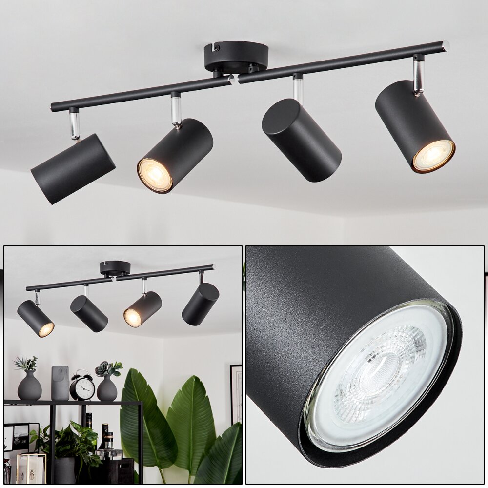 Plafonnier Javel Chrome, Noir, 4 lumières main product photo