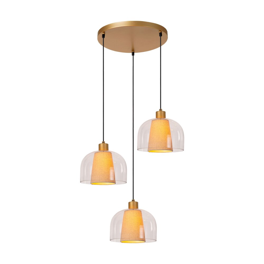 Suspension Lucide GUNHILD Or, Laiton, 3 lumières main product photo