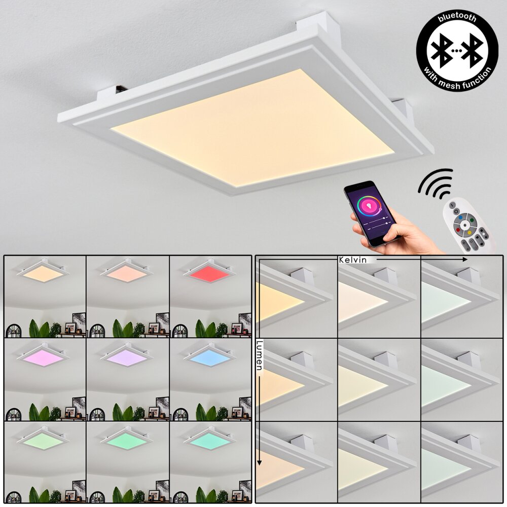 Plafonnier Crum LED Blanc, 1 lumière, Télécommandes main product photo