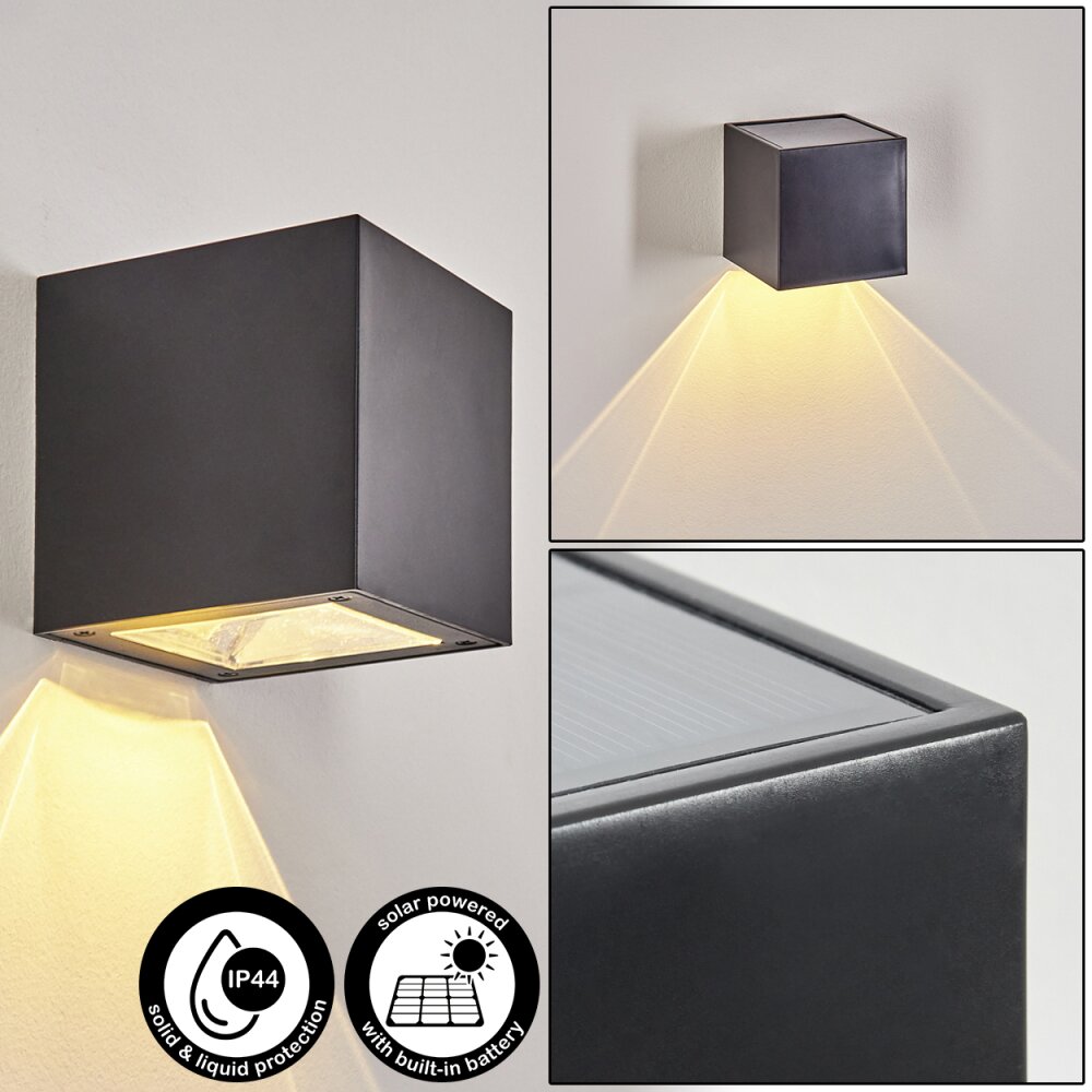 Applique murale extérieure solaire Lapeer LED Noir, 1 lumière main product photo
