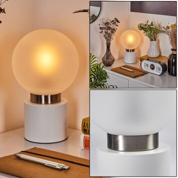 Lampe de table Flawil Nickel mat, Blanc, 1 lumière