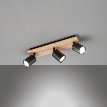 Plafonnier Fischer & Honsel Holton LED Couleur bois, Noir, 3 lumières