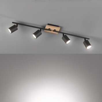 Plafonnier Fischer & Honsel Holton LED Noir, 4 lumières