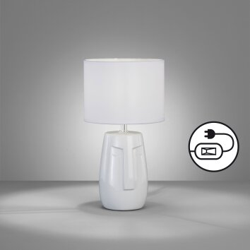 Lampe de table Fischer & Honsel Face Blanc, 1 lumière