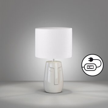 Lampe de table Fischer & Honsel Face Beige, 1 lumière