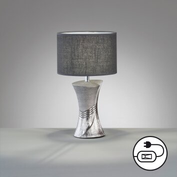 Lampe de table Fischer & Honsel Louis Argenté, 1 lumière Lampe de table Fischer & Honsel Louis Argenté, 1 lumière