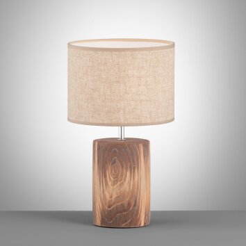 Lampe de table Fischer & Honsel Malik Couleur bois, 1 lumière