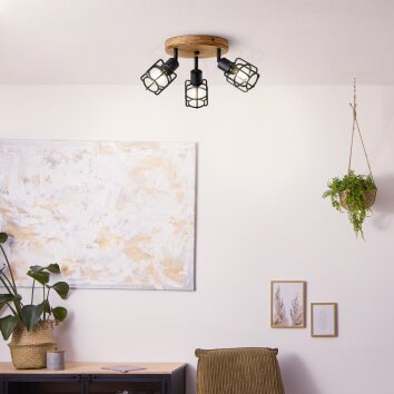 Plafonnier Brilliant Gwen Bois foncé, 3 lumières