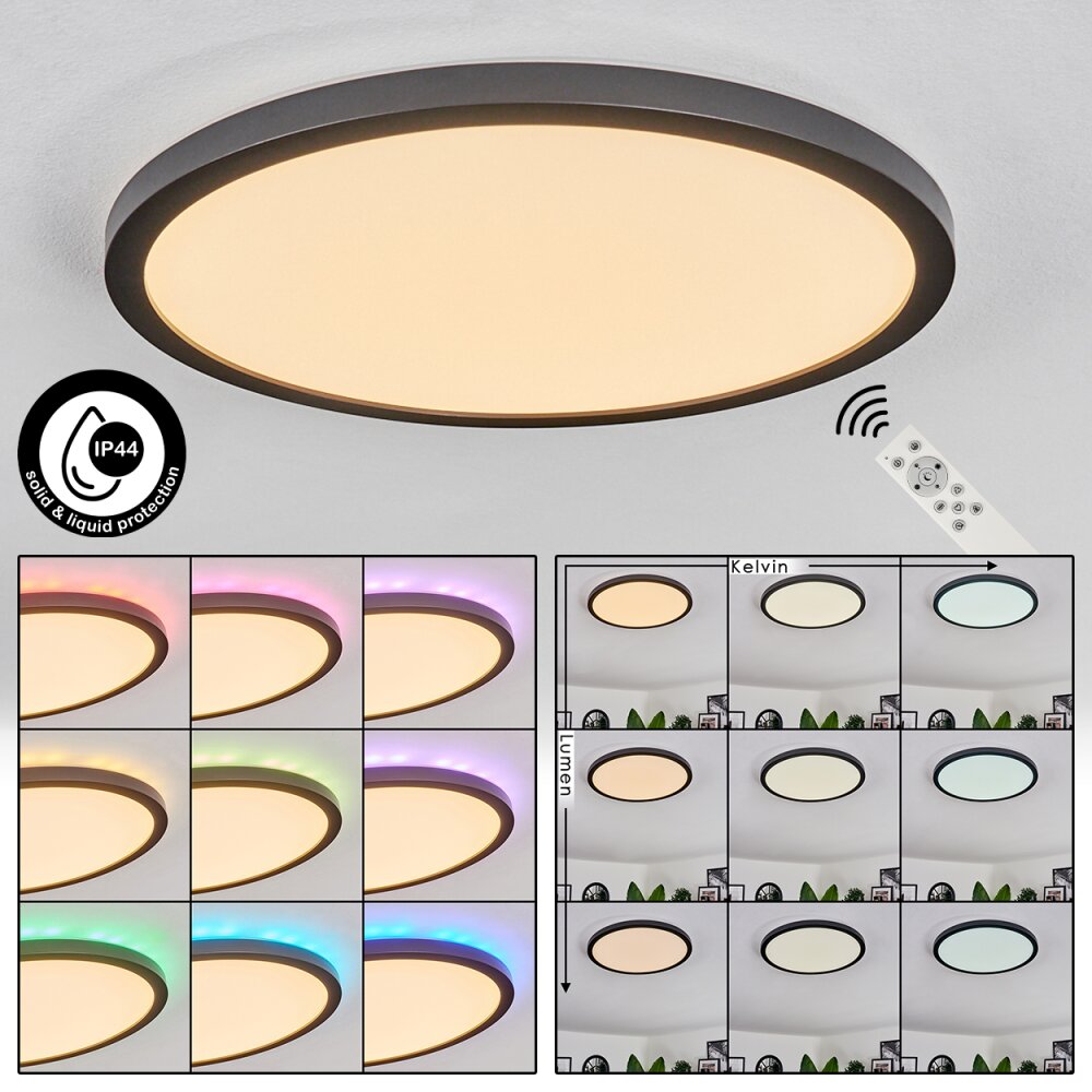 Plafonnier Boyero LED Noir, 2 lumières, Télécommandes, Changeur de couleurs main product photo