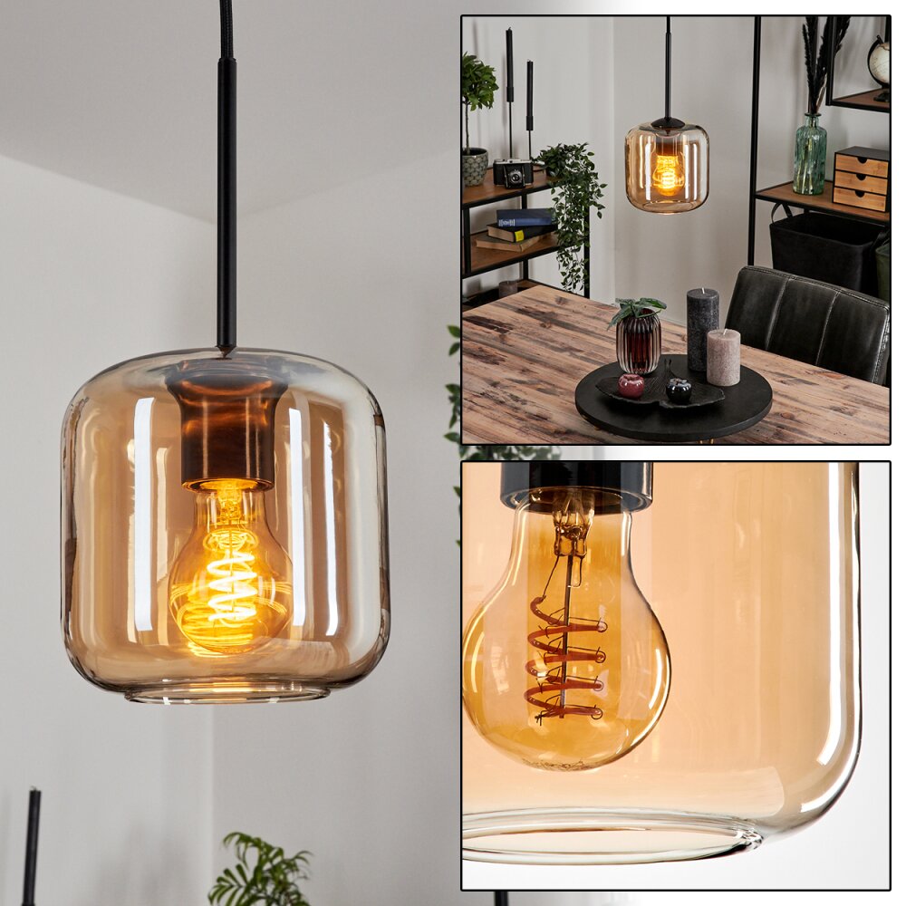 Suspension Verre 15 cm Lauden Ambre, 1 lumière main product photo