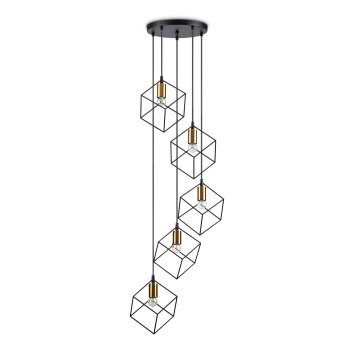 Suspension Ideallux ICE Noir, 5 lumières