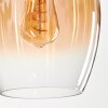 Suspension Verre 20cm Vevino Ambre, Clair, 3 lumières