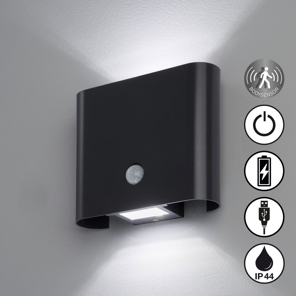 Applique murale d'extérieur FHL easy Magnetics LED Noir, 2 lumières, Détecteur de mouvement main product photo