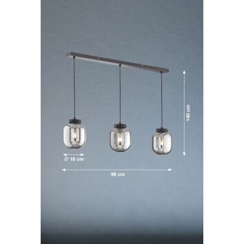 Suspension Fischer & Honsel Bala LED Noir, 12 lumières