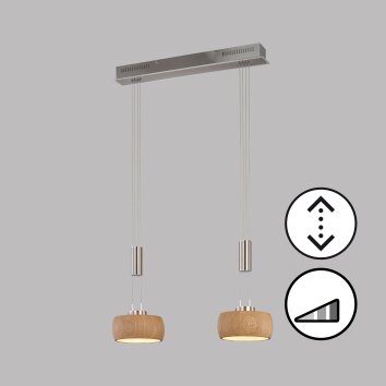 Suspension Fischer & Honsel SHINEWOOD LED Nickel mat, 2 lumières