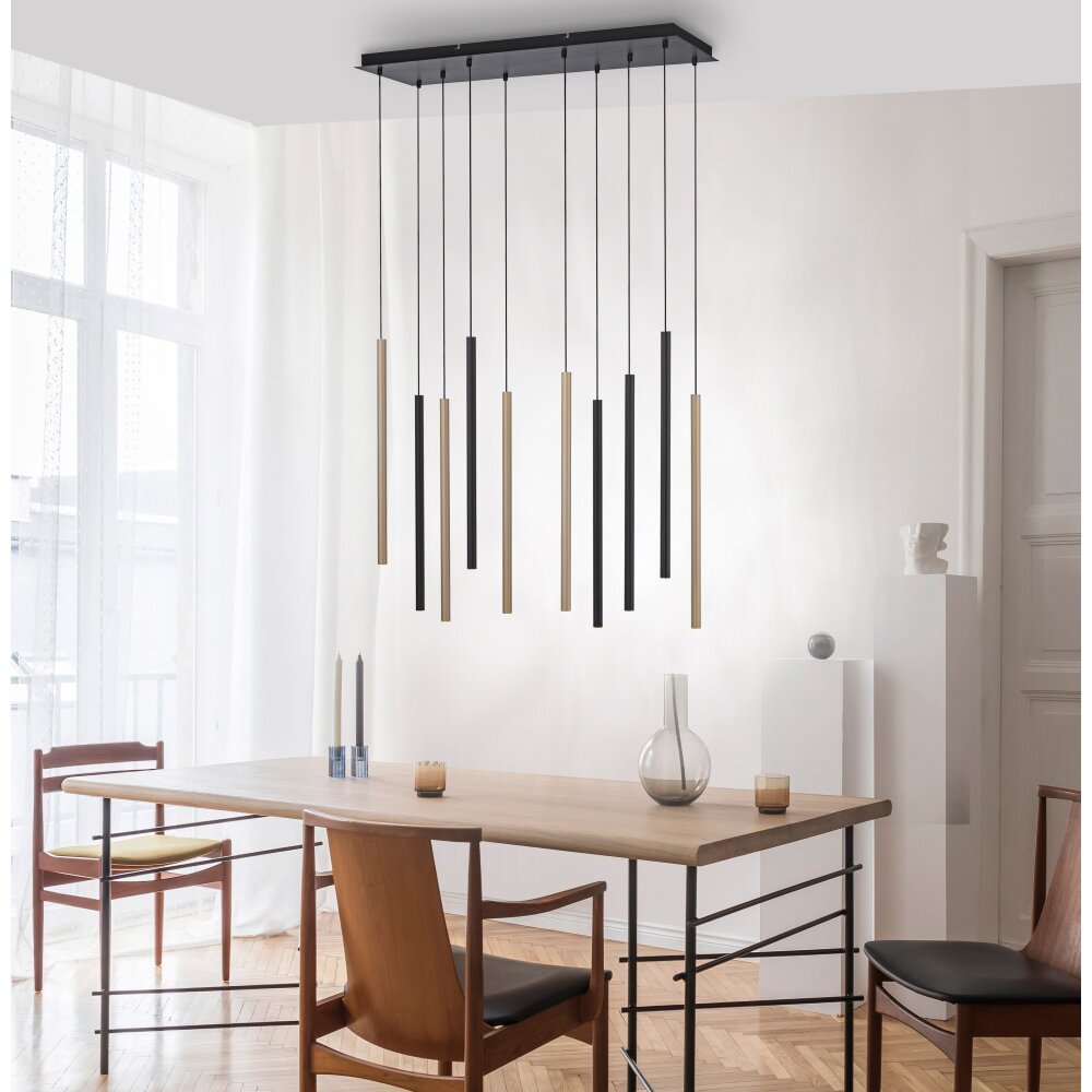 Suspension Paul Neuhaus FLUTE LED Noir, 10 lumières main product photo