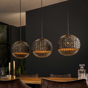 Suspension Burgase Anthracite, 3 lumières