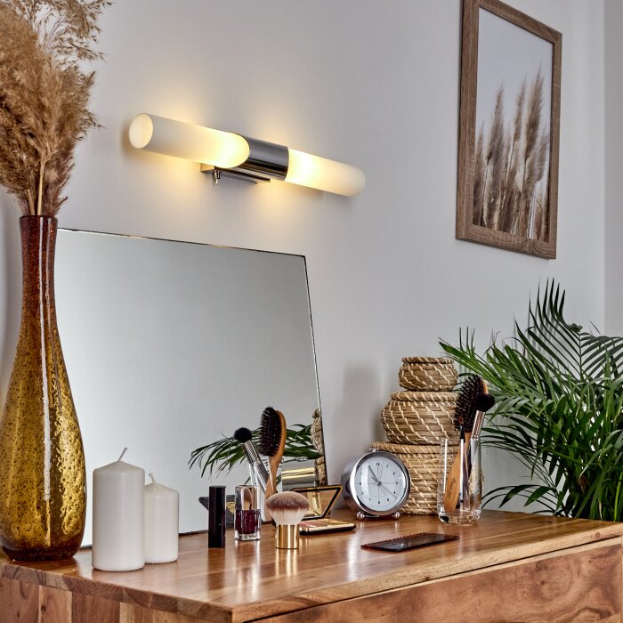 lampe miroir Morges Chrome, Brun foncé, 2 lumières