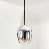 Suspension Verre 15cm Vevino Chrome, Clair, Fumé, 1 lumière
