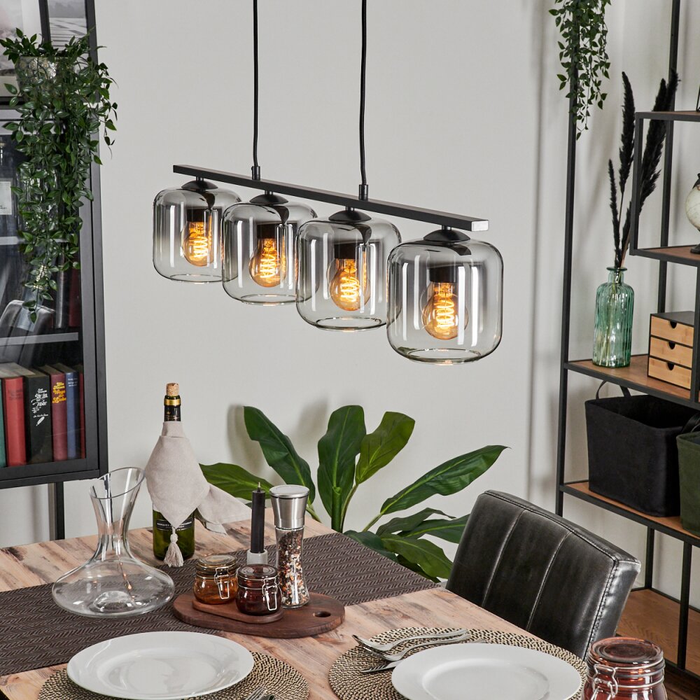 Suspension Verre 15cm Lauden Clair, Fumé, 4 lumières main product photo