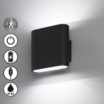 Applique murale d'extérieur FHL easy Magnetics LED Noir, 2 lumières, Détecteur de mouvement