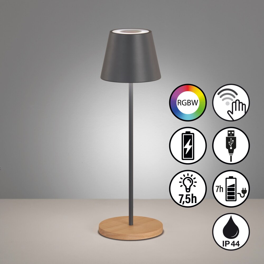 Lampe de table FHL easy Cosenza LED Gris, Écru, 1 lumière, Changeur de couleurs main product photo