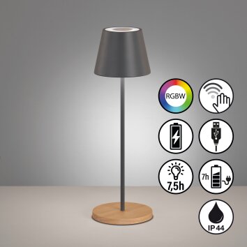 Lampe de table FHL easy Cosenza LED Gris, Écru, 1 lumière, Changeur de couleurs