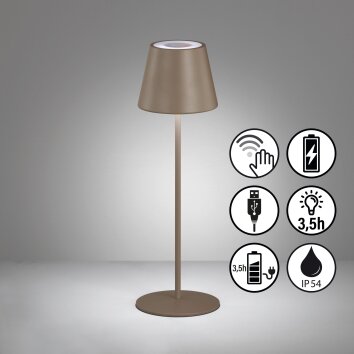 Lampe de table FHL easy Cosenza LED Brun, Gris, 1 lumière, Changeur de couleurs