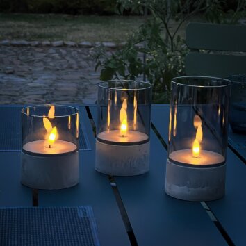 Lampe de table extérieure, set de 3 Brilliant Bougie LED Gris, 1 lumière