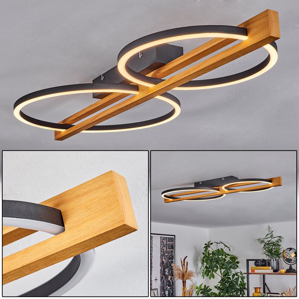 Plafonnier Carcano LED Brun, Noir, 2 lumières main product photo