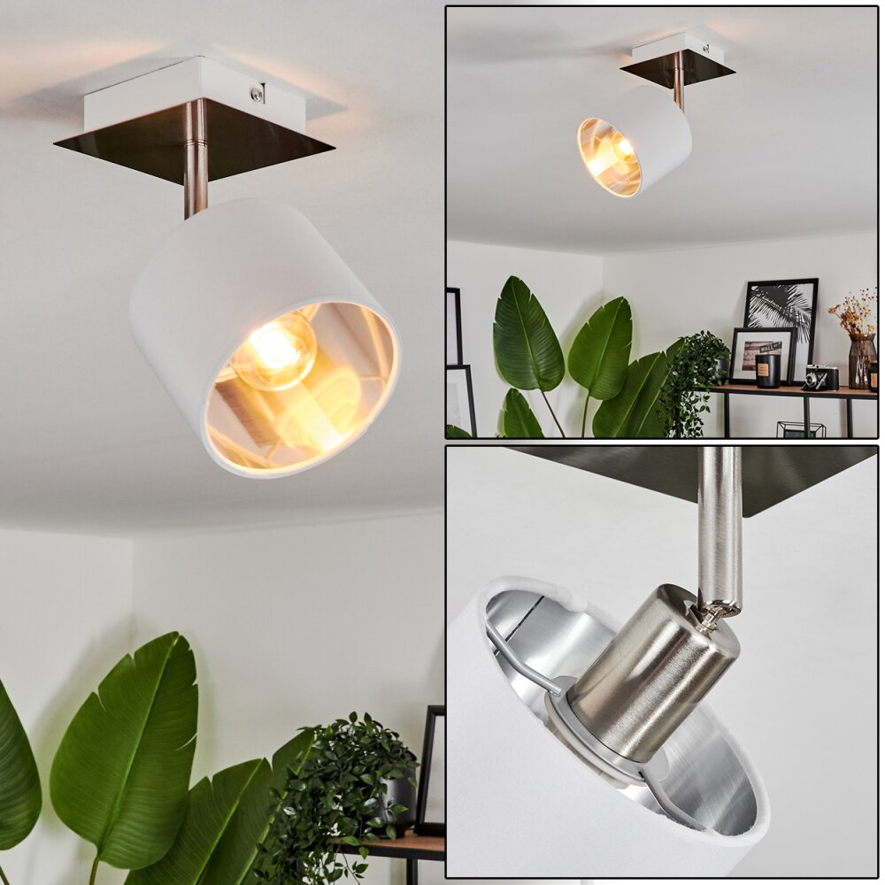 Plafonnier Tibro Nickel mat, Blanc, 1 lumière main product photo