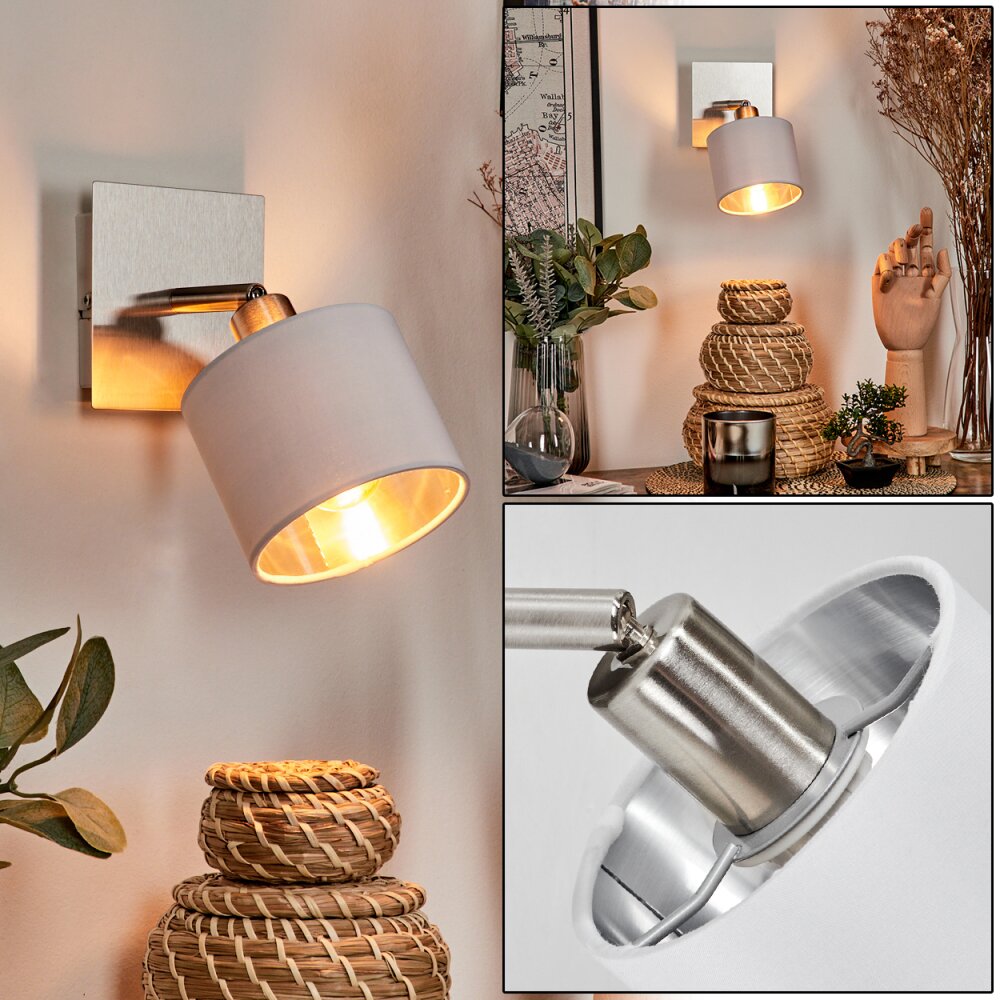 Plafonnier Tibro Nickel mat, Blanc, 1 lumière main product photo
