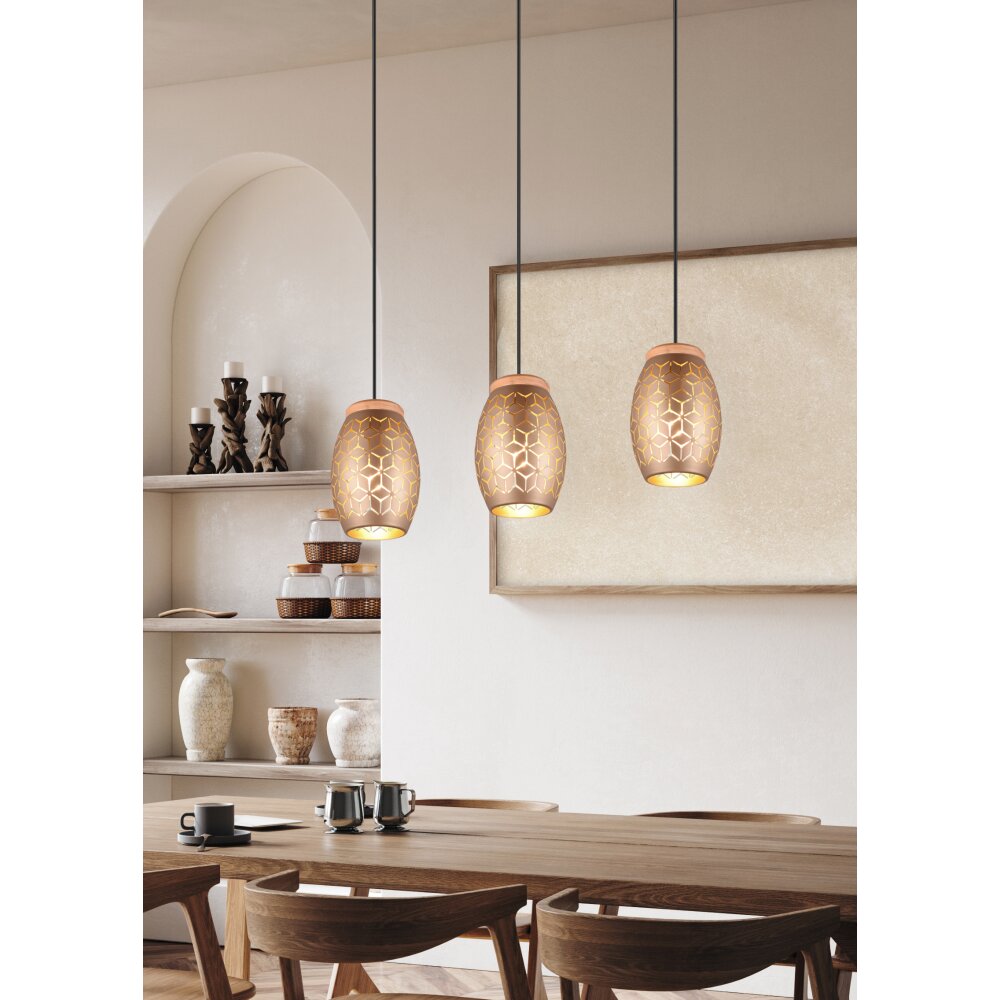 Suspension Reality BIDAR Brun, Écru, 3 lumières main product photo