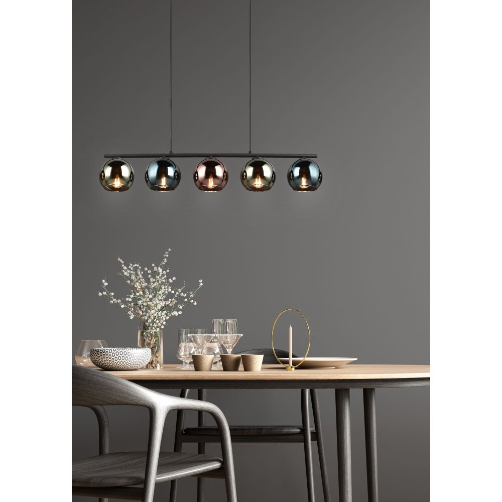 Suspension Reality SHELDON Noir, 5 lumières main product photo
